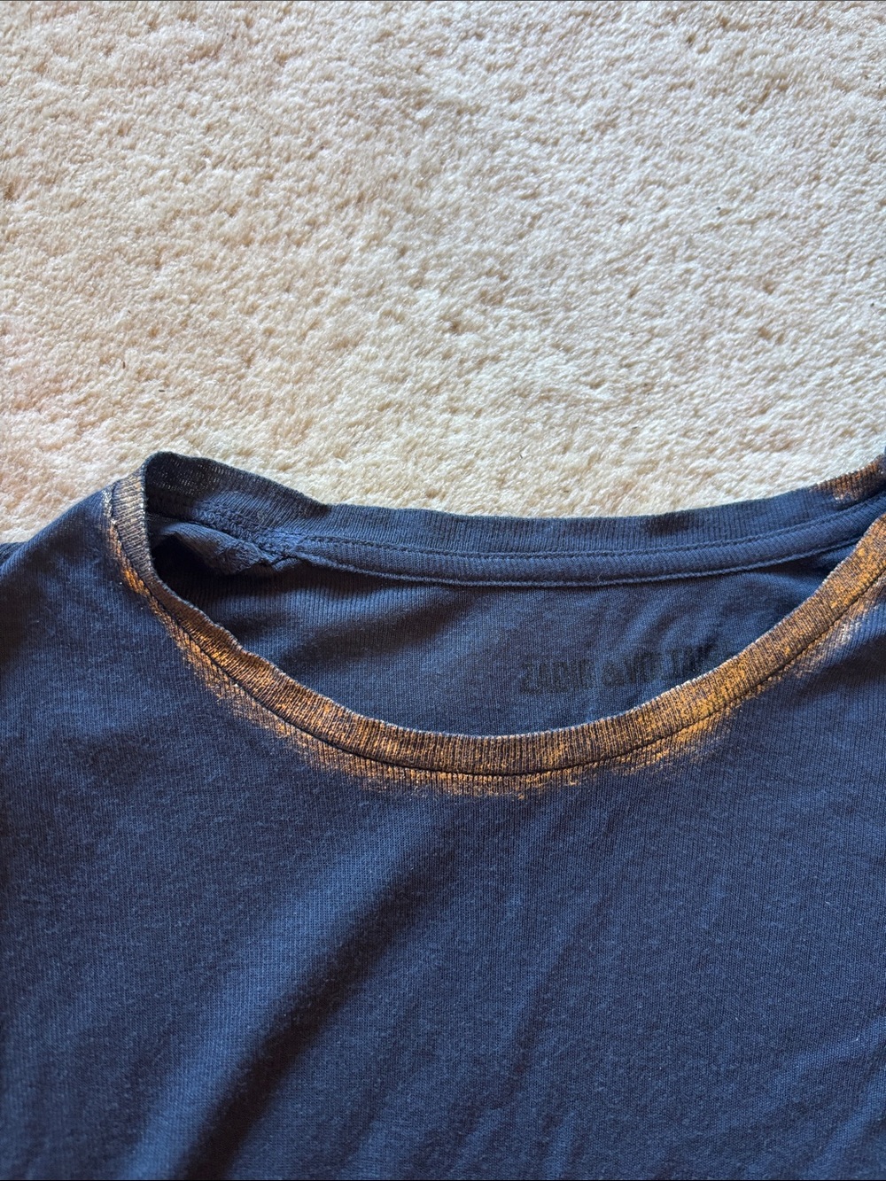 Navy sheer Zadig & Voltaire long sleeve top - Picture 3 of 3